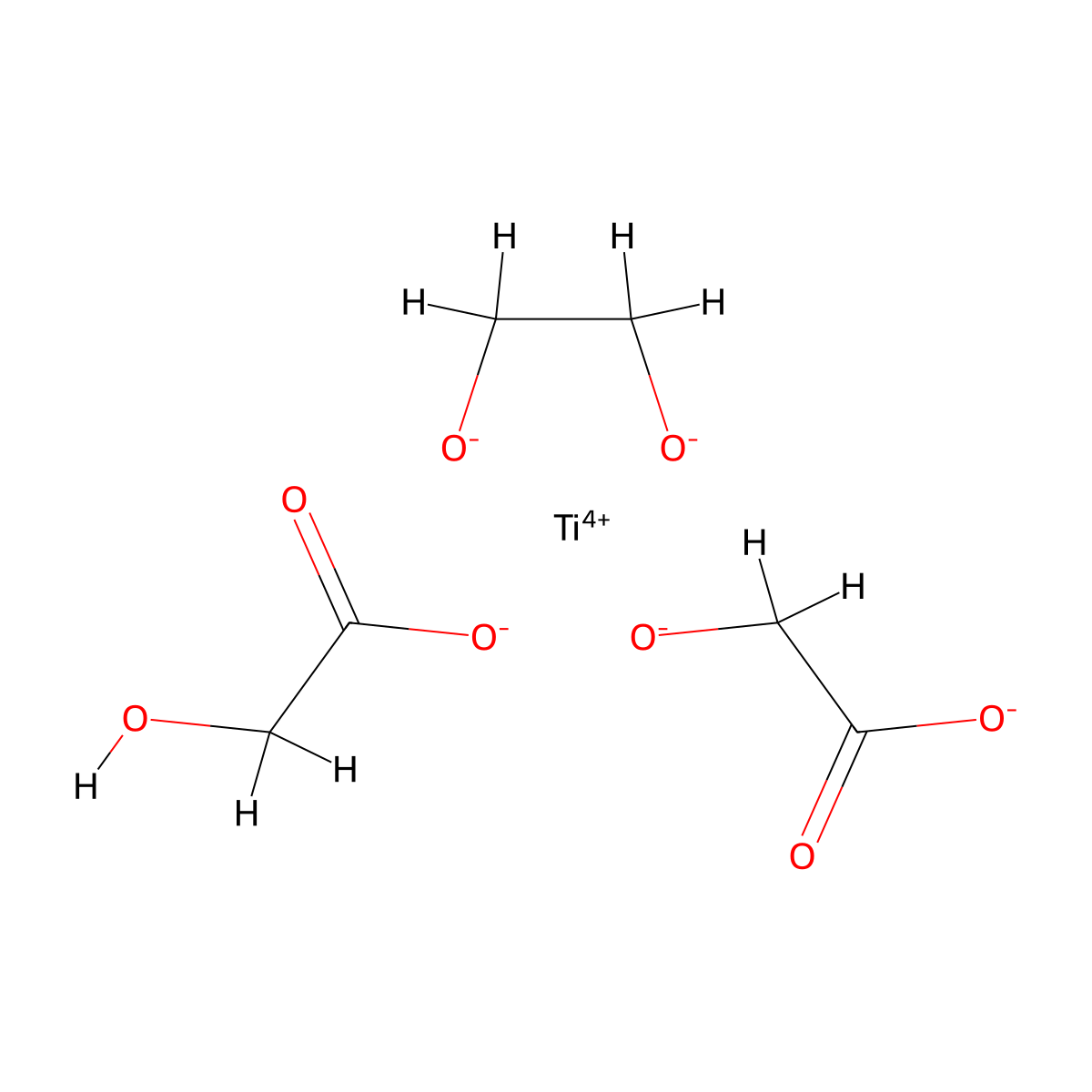 Titanium, bis((hydroxy-kappaO)acetato-kappaO)((hydroxy-kappaO)acetato(2-)-kappaO)- molecular structure, CAS 51069-00-2