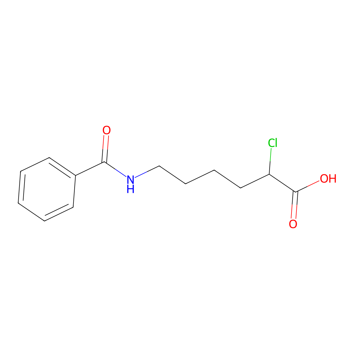 6-Benzamido-2-chlorohexanoic acid molecular structure, CAS 5107-15-3