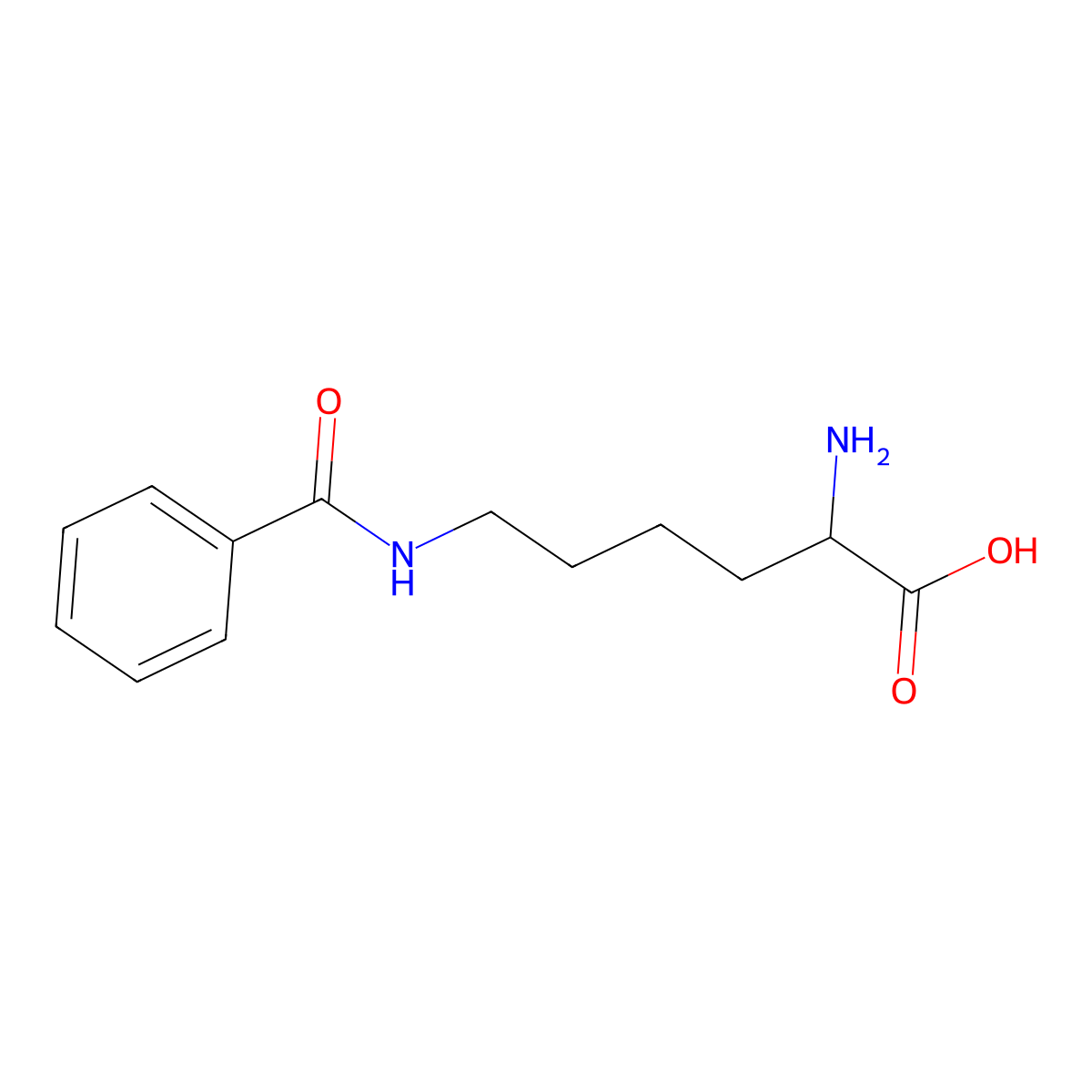 2-Amino-6-benzamidohexanoic acid molecular structure, CAS 5107-18-6