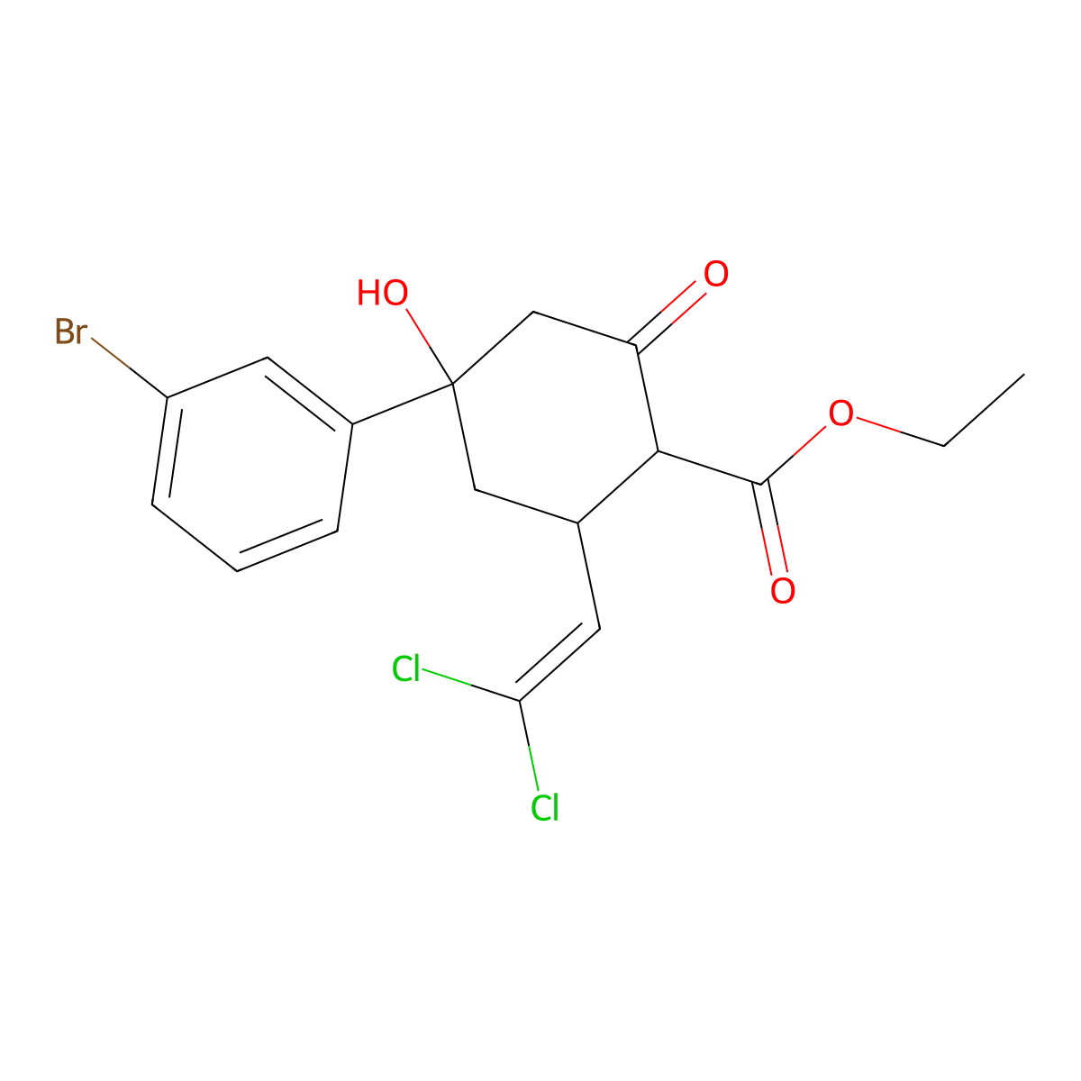 4-(3-Bromophenyl)-2-oxo-4-hydroxy-6-(2,2-dichlorovinyl)cyclohexanecarboxylic acid ethyl ester molecular structure, CAS 5107-47-1