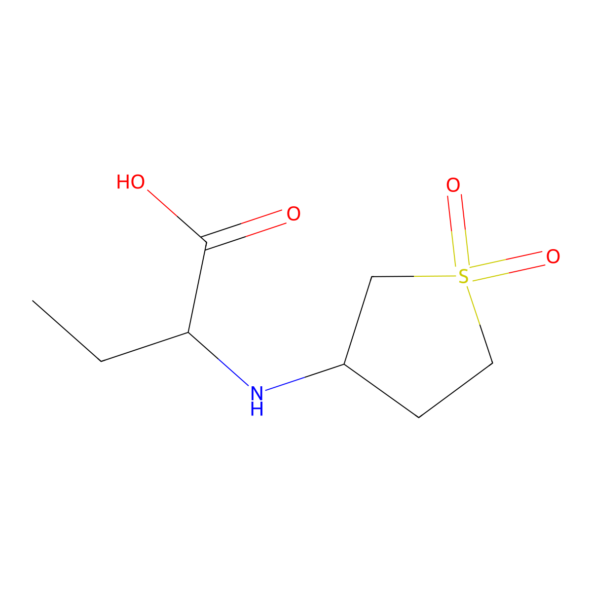 2-[(1,1-Dioxothiolan-3-yl)amino]butanoic acid molecular structure, CAS 51070-57-6
