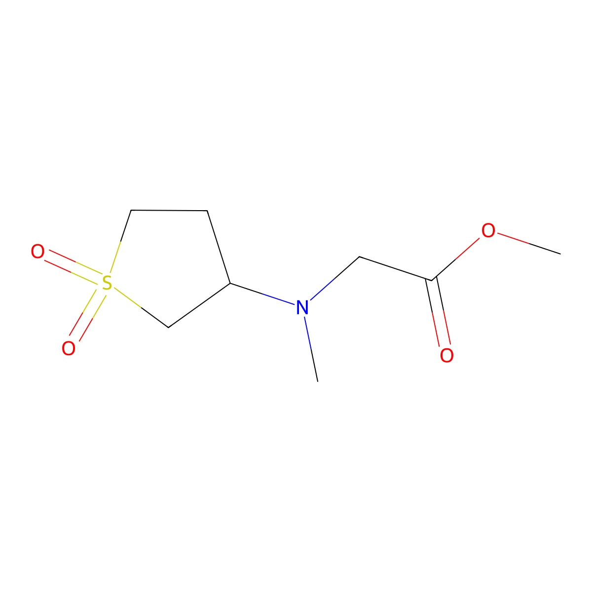 N-Methyl-N-(tetrahydro-1,1-dioxido-3-thienyl)glycine methyl ester molecular structure, CAS 51070-59-8