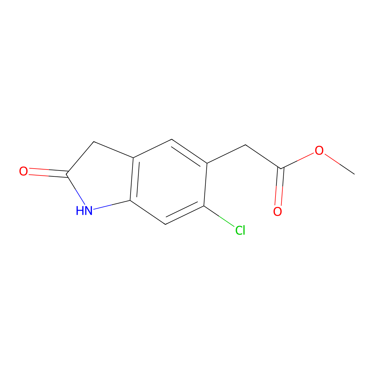 Methyl 2-(6-chloro-2-oxoindolin-5-yl)acetate molecular structure, CAS 510703-84-1
