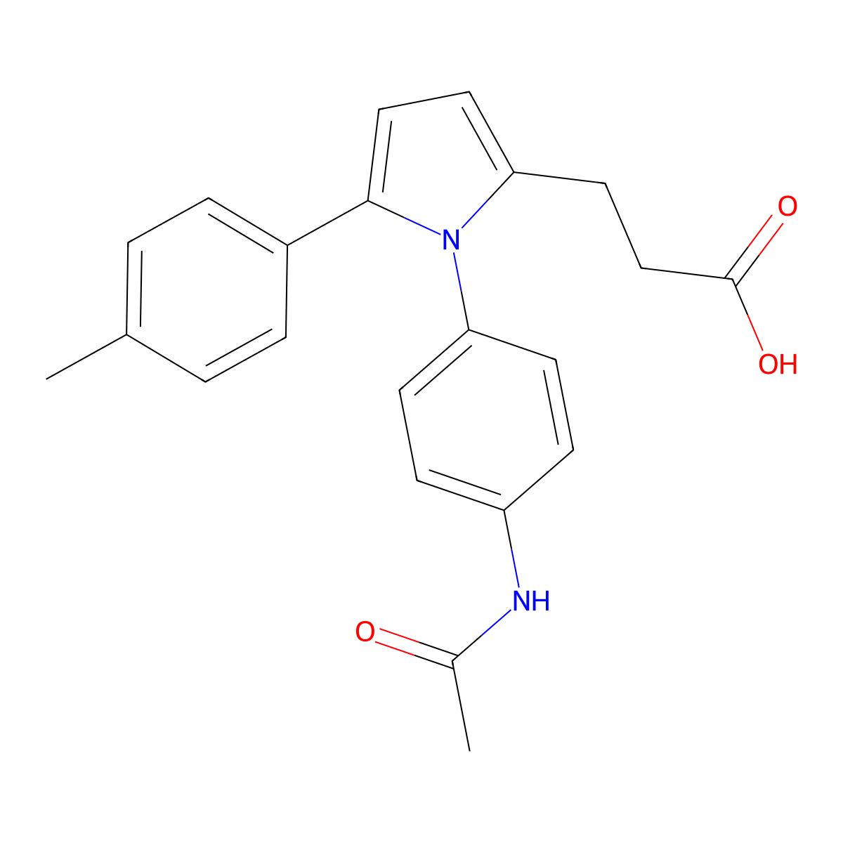 3-{1-[4-(acetylamino)phenyl]-5-(4-methylphenyl)-1H-pyrrol-2-yl}propanoic acid molecular structure, CAS 510710-75-5