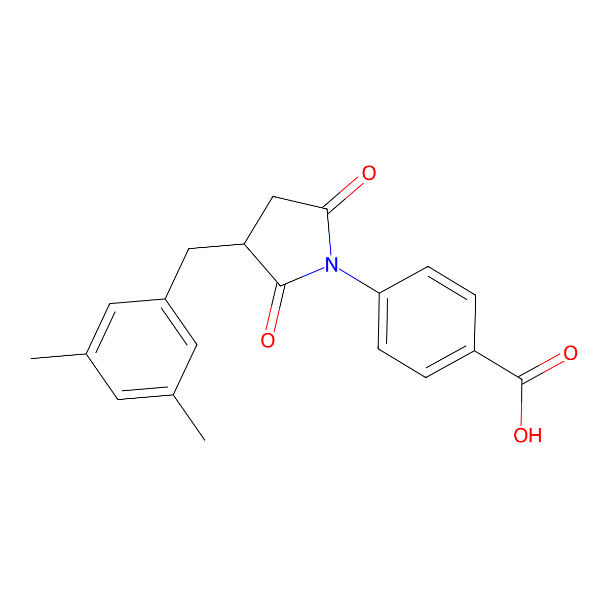 4-(3-(3,5-Dimethylbenzyl)-2,5-dioxopyrrolidin-1-yl)benzoic acid molecular structure, CAS 510710-88-0