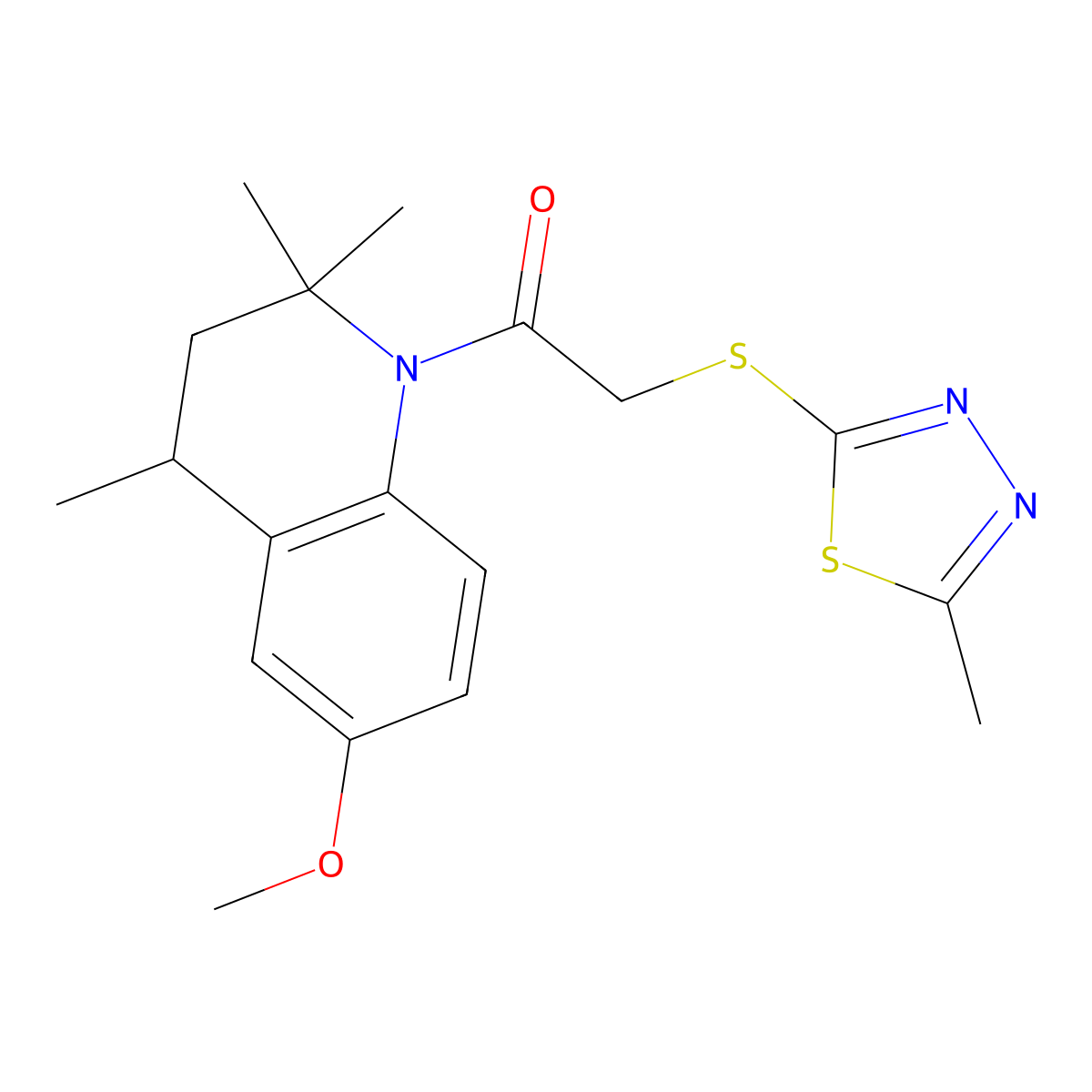 1-(6-Methoxy-2,2,4-trimethyl-3,4-dihydroquinolin-1-yl)-2-[(5-methyl-1,3,4-thiadiazol-2-yl)sulfanyl]ethanone molecular structure, CAS 510712-07-9
