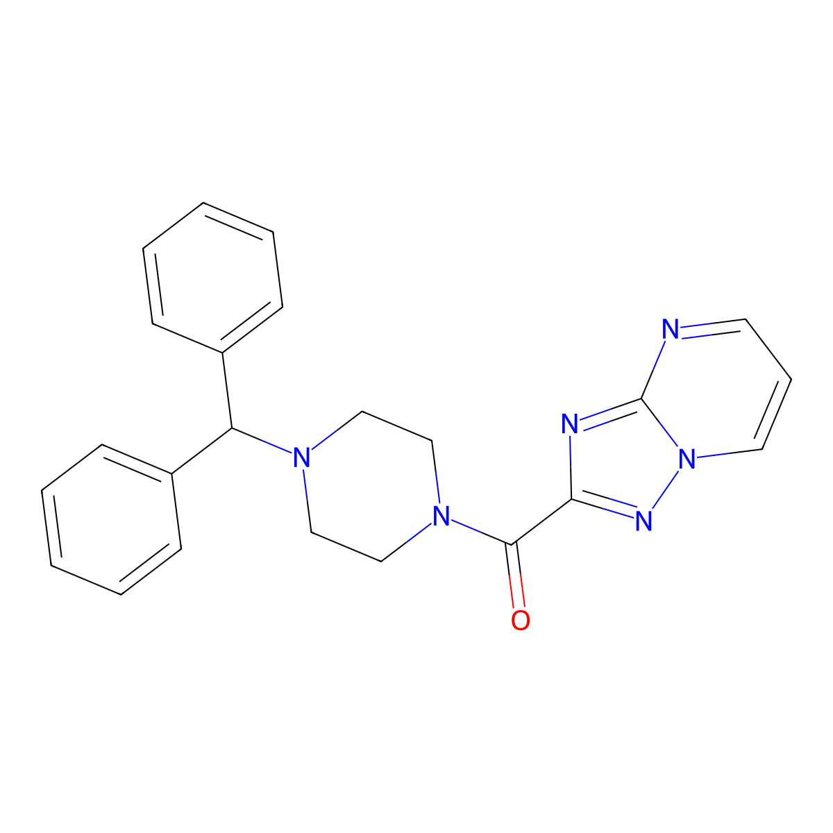 (4-Benzhydryl-piperazin-1-yl)-[1,2,4]triazolo[1,5-a]pyrimidin-2-yl-methanone molecular structure, CAS 510712-30-8