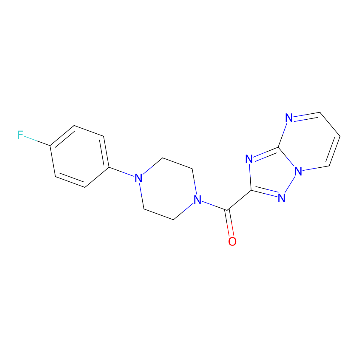 2-{[4-(4-Fluorophenyl)-1-piperazinyl]carbonyl}[1,2,4]triazolo[1,5-a]pyrimidine molecular structure, CAS 510712-37-5