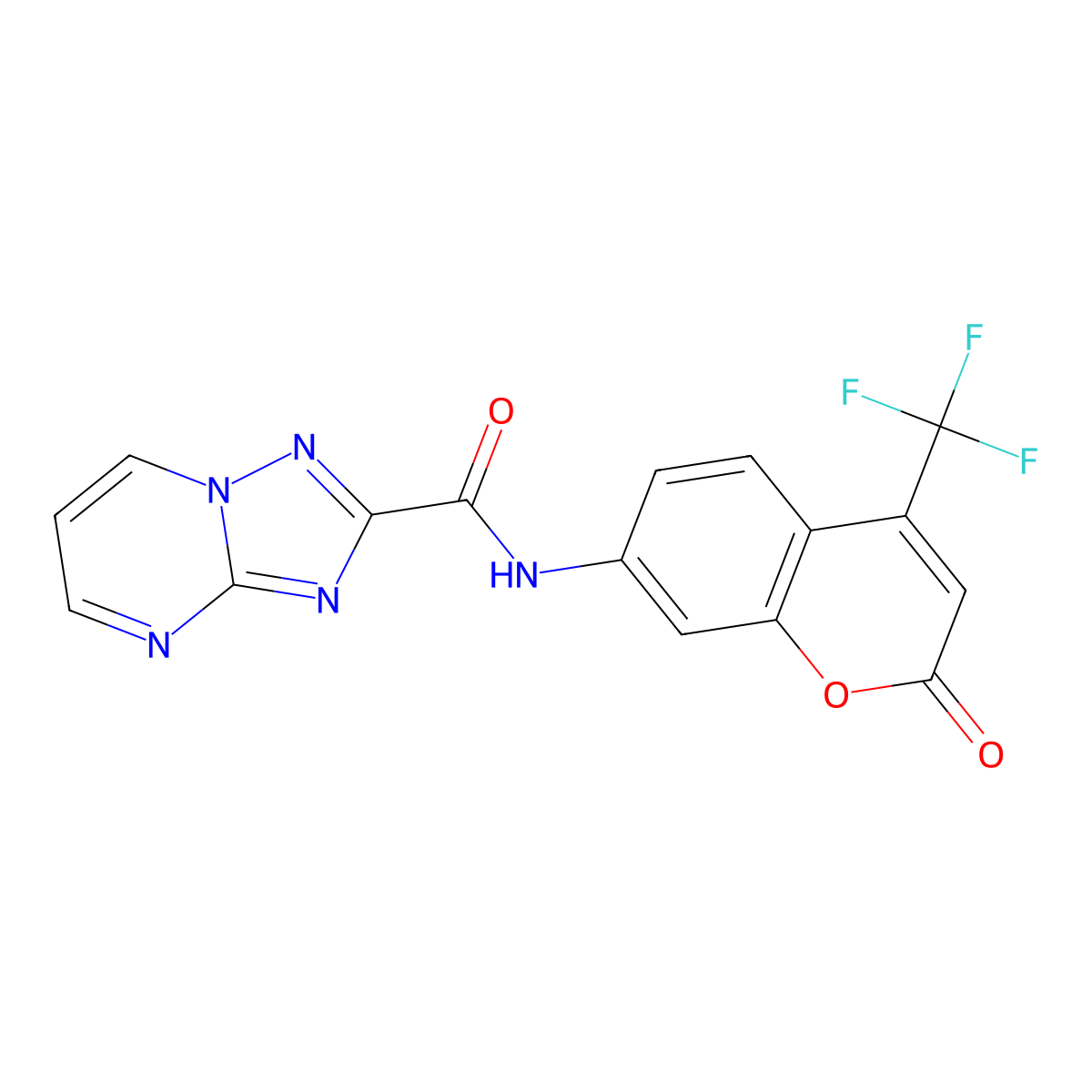 N-[2-oxo-4-(trifluoromethyl)-2H-chromen-7-yl][1,2,4]triazolo[1,5-a]pyrimidine-2-carboxamide molecular structure, CAS 510712-46-6