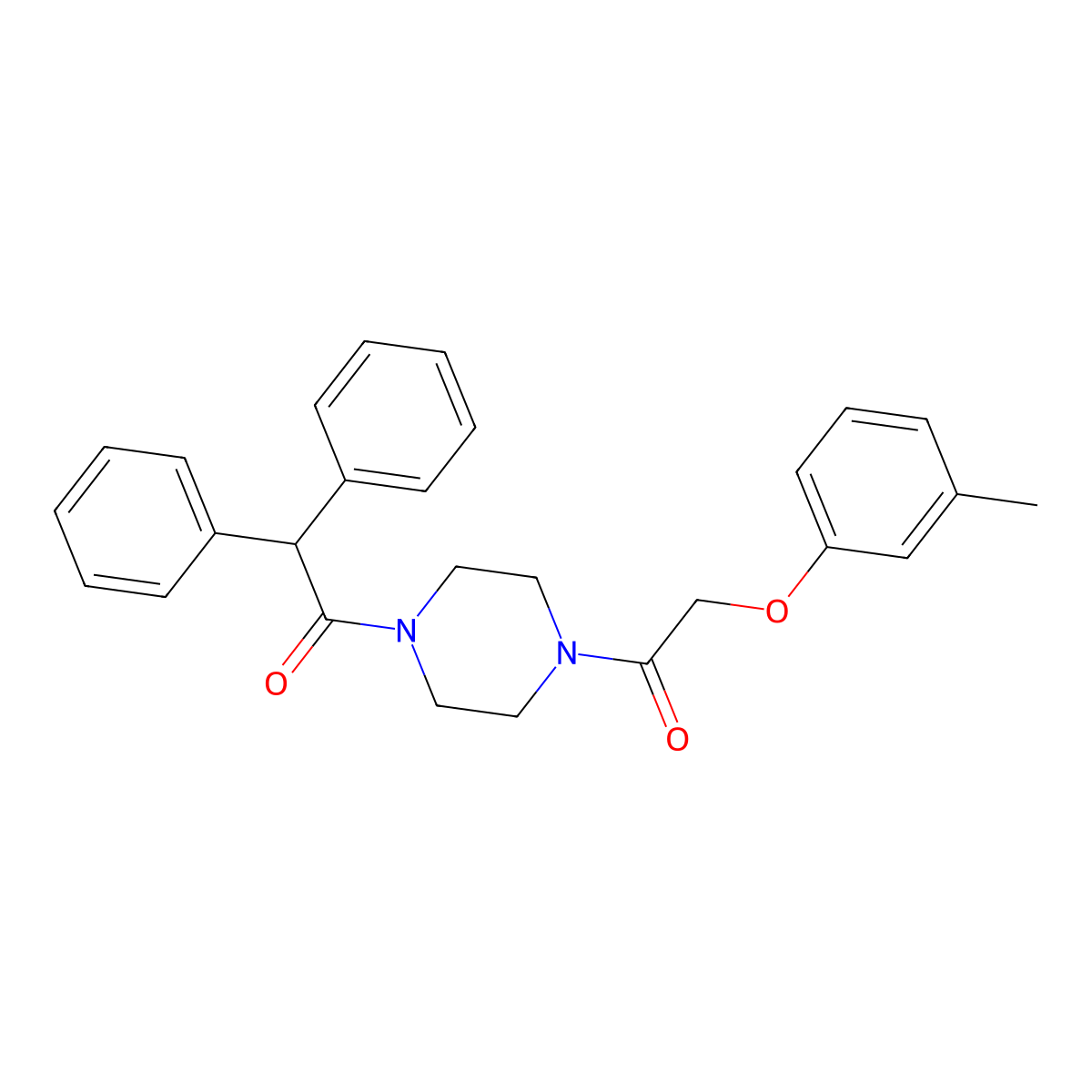 1-[4-[2-(3-Methylphenoxy)acetyl]piperazin-1-yl]-2,2-diphenylethanone molecular structure, CAS 510713-80-1