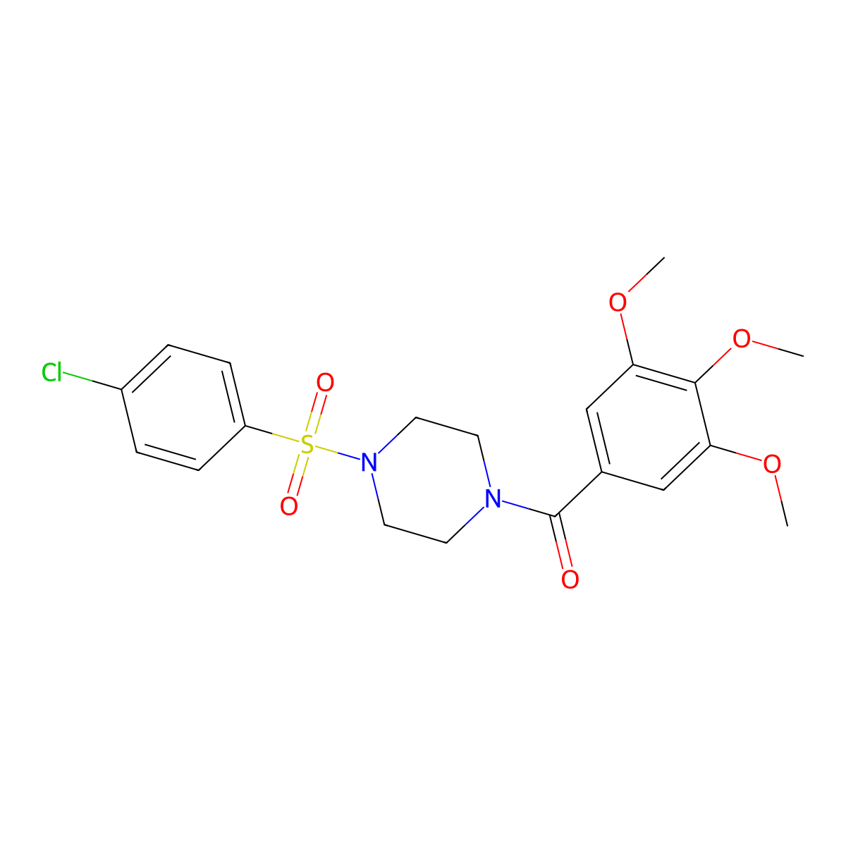[4-(4-Chlorophenyl)sulfonylpiperazin-1-yl]-(3,4,5-trimethoxyphenyl)methanone molecular structure, CAS 510713-83-4