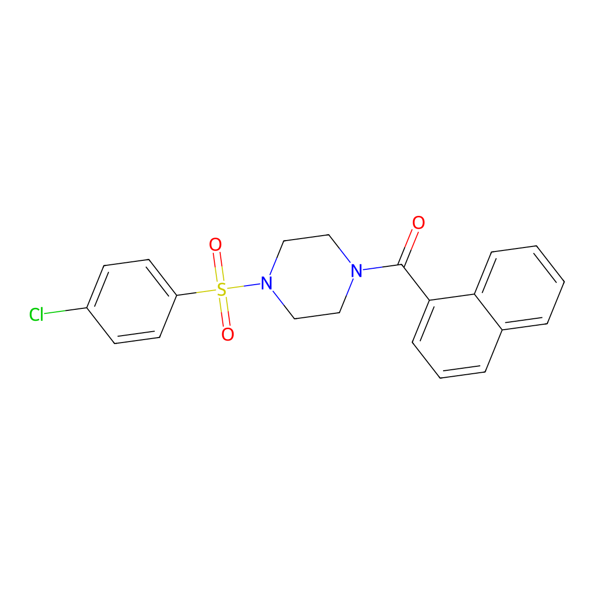 [4-(4-Chlorophenyl)sulfonylpiperazin-1-yl]-naphthalen-1-ylmethanone molecular structure, CAS 510713-84-5