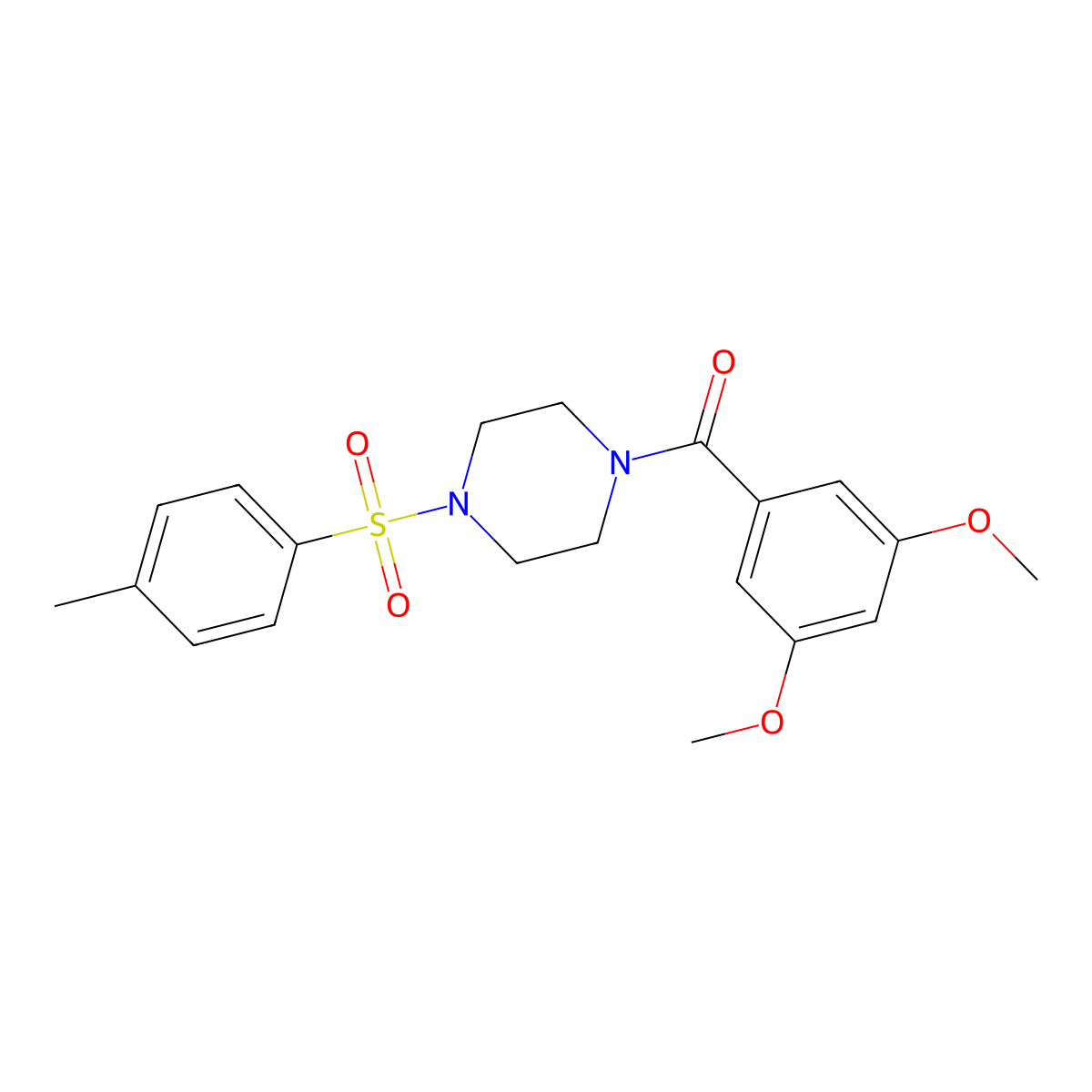 (3,5-Dimethoxyphenyl)-[4-(4-methylphenyl)sulfonylpiperazin-1-yl]methanone molecular structure, CAS 510713-85-6