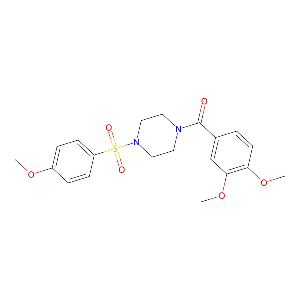 (3,4-Dimethoxyphenyl)-[4-(4-methoxyphenyl)sulfonylpiperazin-1-yl]methanone molecular structure, CAS 510713-91-4