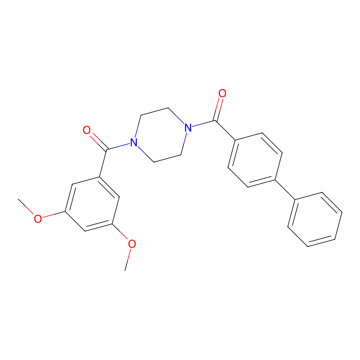 Biphenyl-4-yl{4-[(3,5-dimethoxyphenyl)carbonyl]piperazin-1-yl}methanone molecular structure, CAS 510713-93-6