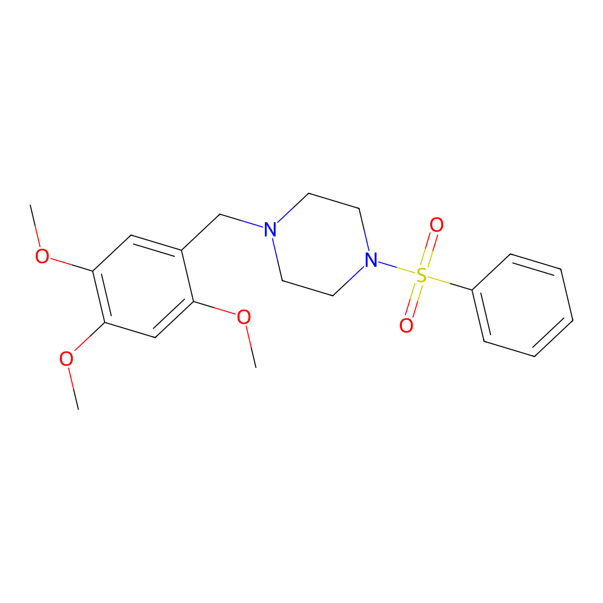1-(Phenylsulfonyl)-4-(2,4,5-trimethoxybenzyl)piperazine molecular structure, CAS 510713-98-1