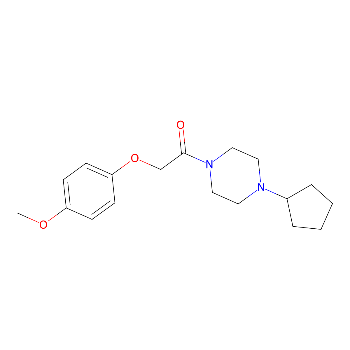 1-(4-Cyclopentylpiperazin-1-yl)-2-(4-methoxyphenoxy)ethanone molecular structure, CAS 510714-00-8
