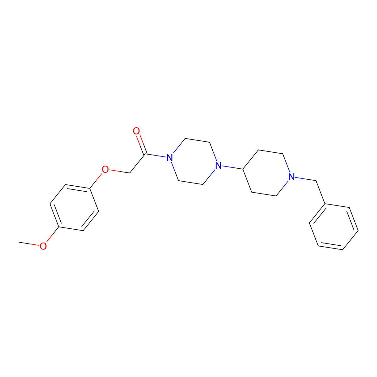 1-[4-(1-Benzylpiperidin-4-yl)piperazin-1-yl]-2-(4-methoxyphenoxy)ethanone molecular structure, CAS 510714-02-0