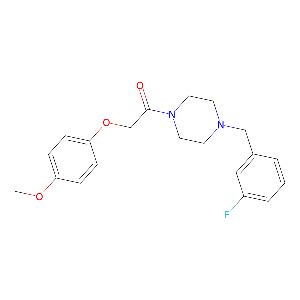 1-[4-[(3-Fluorophenyl)methyl]piperazin-1-yl]-2-(4-methoxyphenoxy)ethanone molecular structure, CAS 510714-06-4