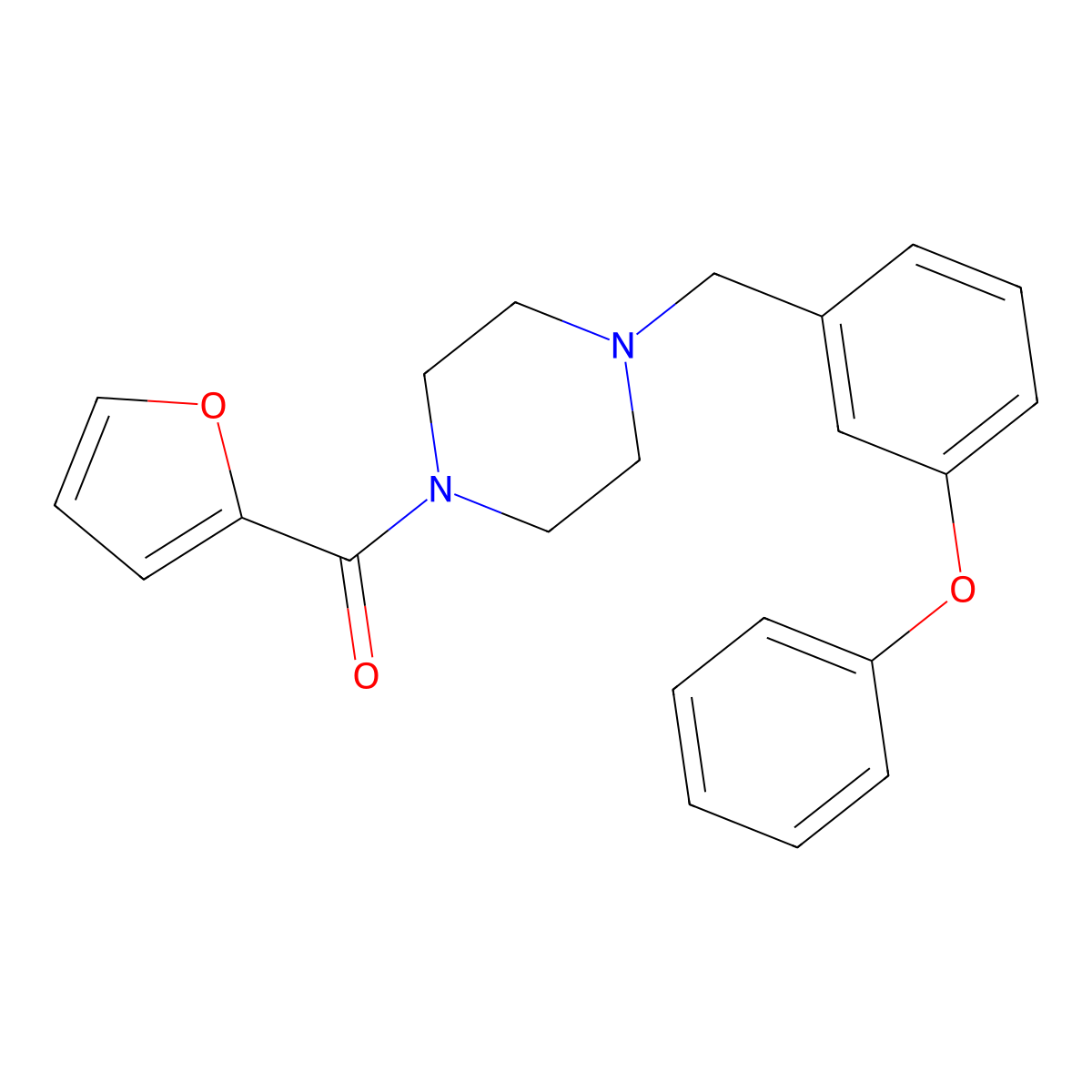 Furan-2-yl-[4-[(3-phenoxyphenyl)methyl]piperazin-1-yl]methanone molecular structure, CAS 510714-21-3