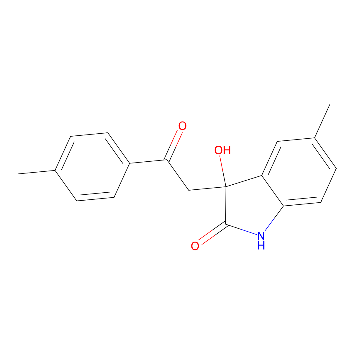 3-hydroxy-5-methyl-3-[2-(4-methylphenyl)-2-oxoethyl]-1,3-dihydro-2H-indol-2-one molecular structure, CAS 510714-74-6