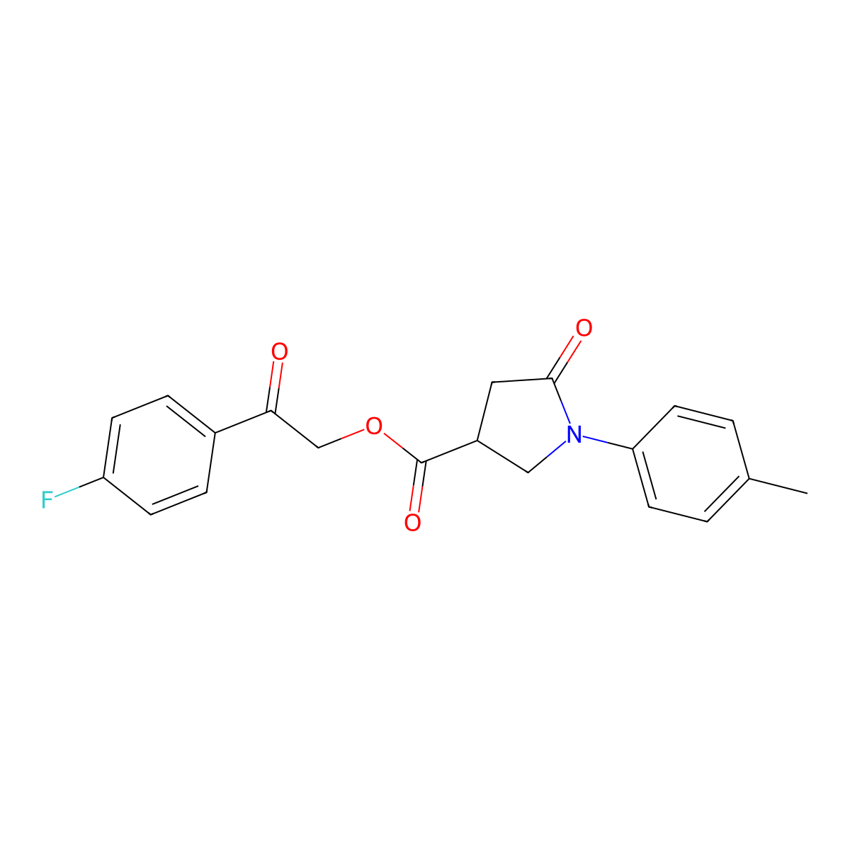 2-(4-Fluorophenyl)-2-oxoethyl 1-(4-methylphenyl)-5-oxo-3-pyrrolidinecarboxylate molecular structure, CAS 510714-79-1