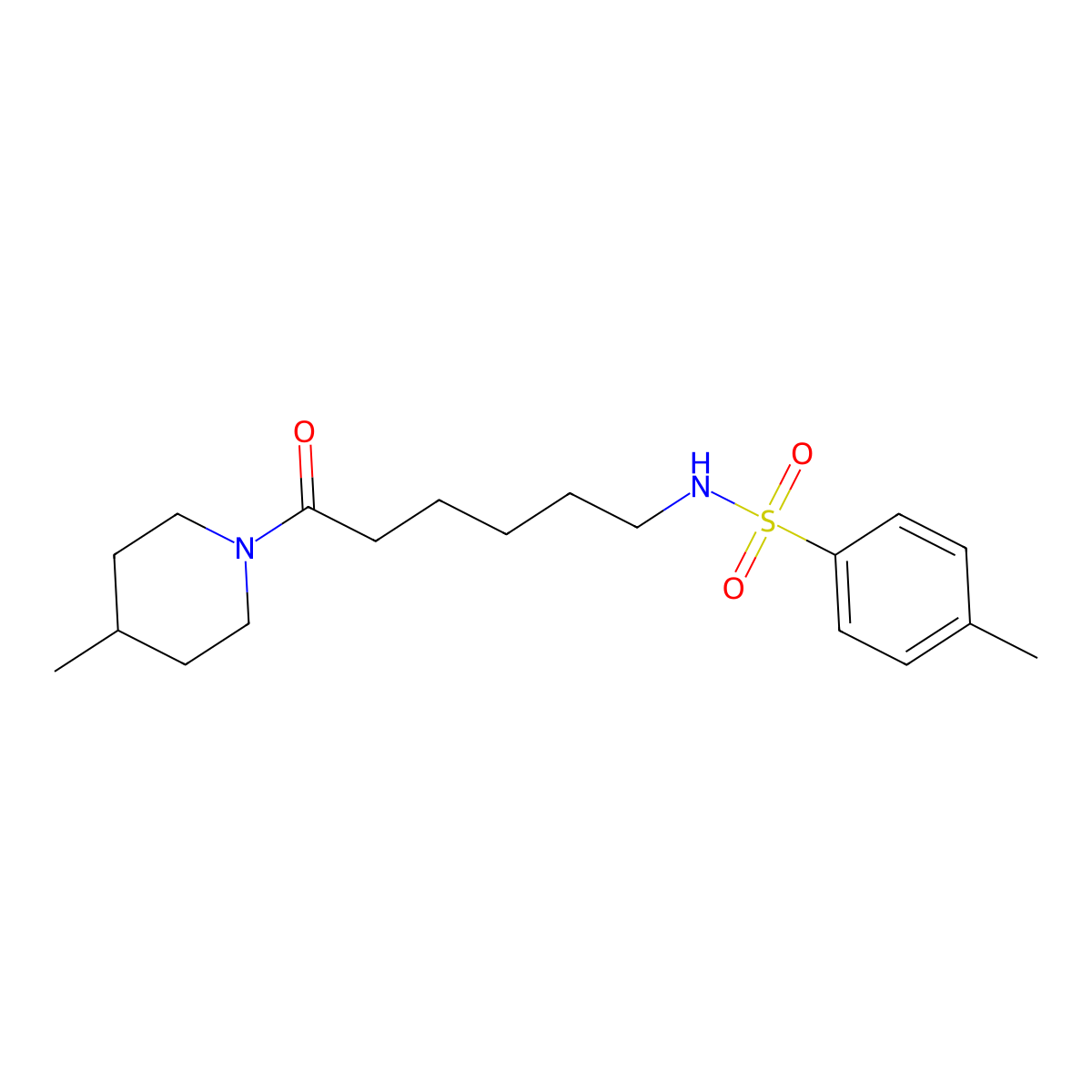 4-methyl-N-(6-(4-methylpiperidin-1-yl)-6-oxohexyl)benzenesulfonamide molecular structure, CAS 510714-83-7