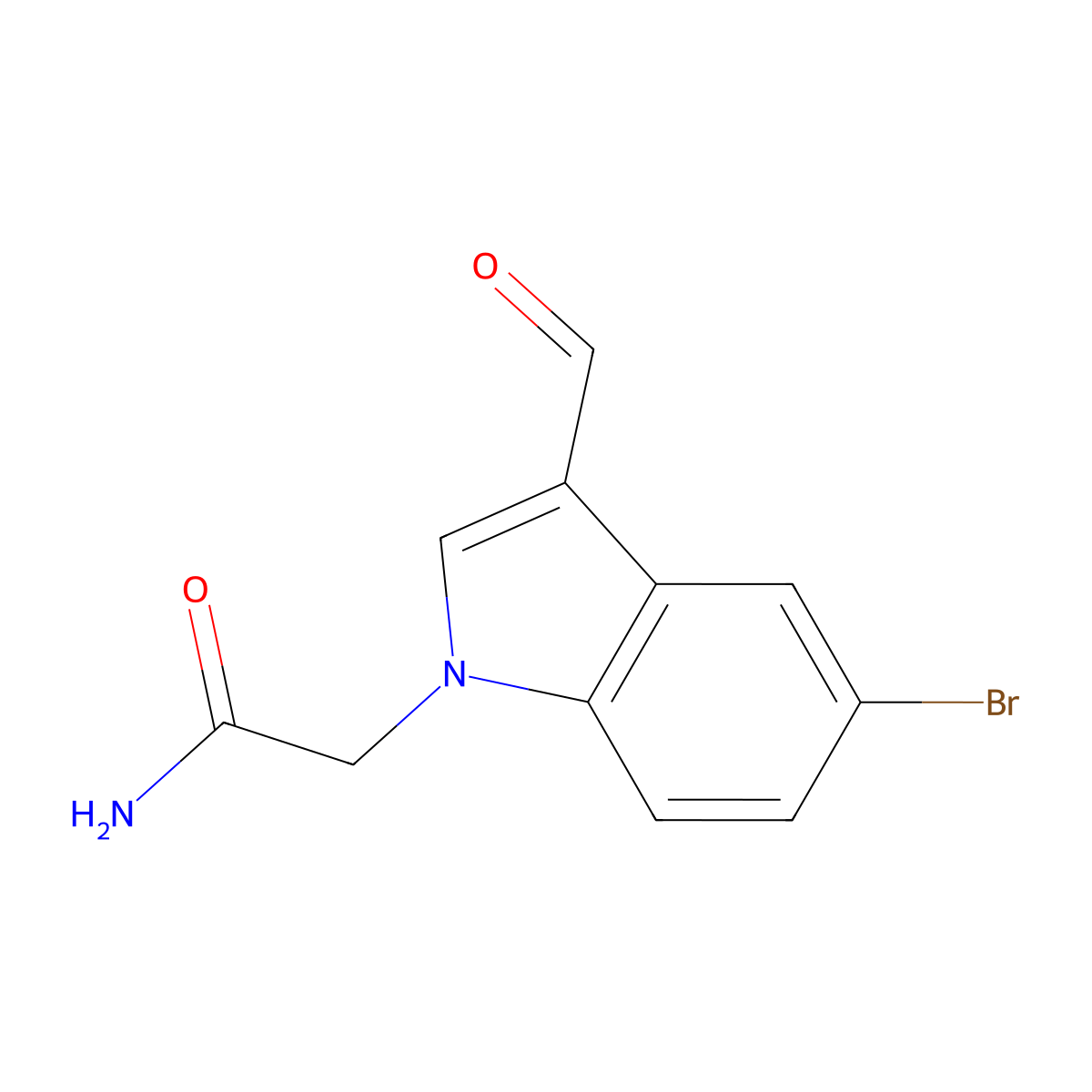 2-(5-bromo-3-formyl-1H-indol-1-yl)acetamide molecular structure, CAS 510716-35-5