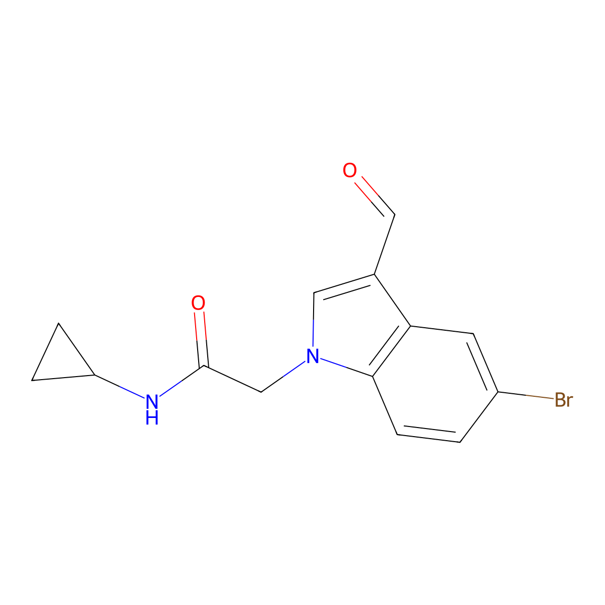 2-(5-bromo-3-formyl-1H-indol-1-yl)-N-cyclopropylacetamide molecular structure, CAS 510716-53-7