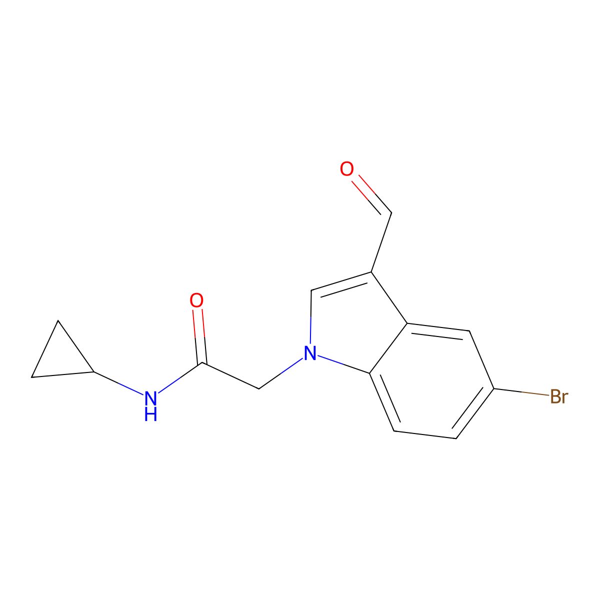 2-(5-bromo-3-formyl-1H-indol-1-yl)-N-cyclopropylacetamide molecular structure, CAS 510716-53-7