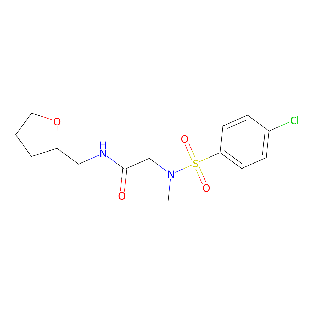 2-[(4-chlorophenyl)sulfonyl-methylamino]-N-(oxolan-2-ylmethyl)acetamide molecular structure, CAS 510716-56-0