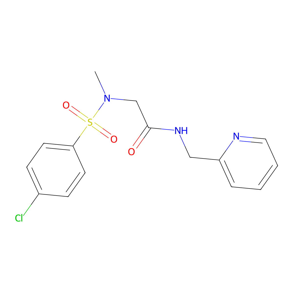 2-[(4-chlorophenyl)sulfonyl-methylamino]-N-(pyridin-2-ylmethyl)acetamide molecular structure, CAS 510716-57-1