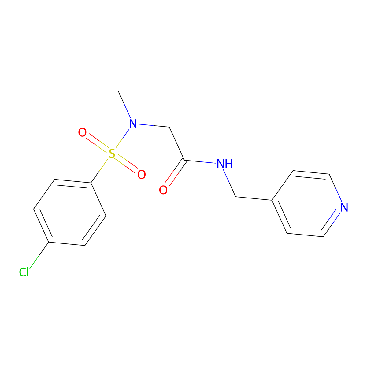 2-[(4-chlorophenyl)sulfonyl-methylamino]-N-(pyridin-4-ylmethyl)acetamide molecular structure, CAS 510716-58-2