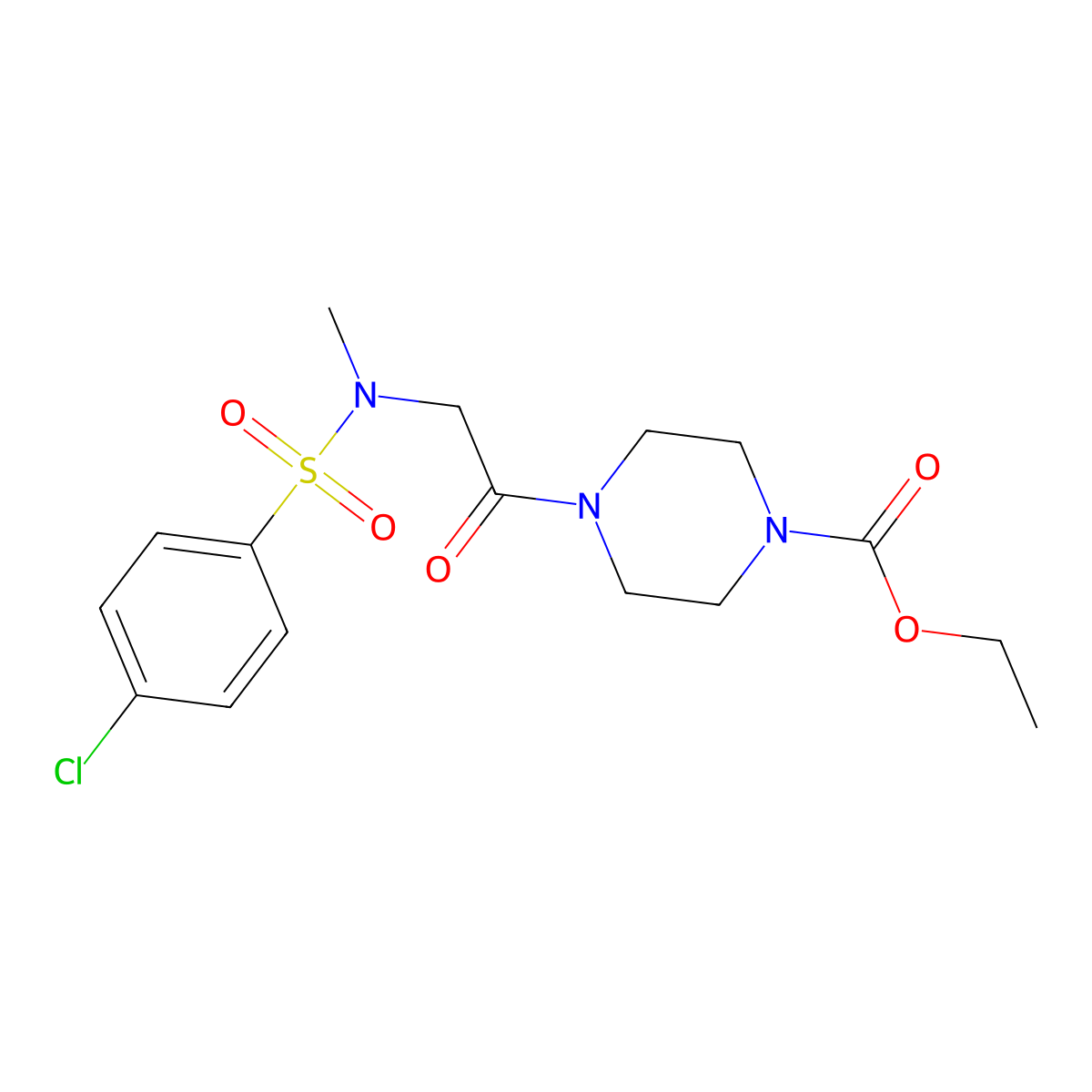 ethyl 4-{N-[(4-chlorophenyl)sulfonyl]-N-methylglycyl}piperazine-1-carboxylate molecular structure, CAS 510716-65-1