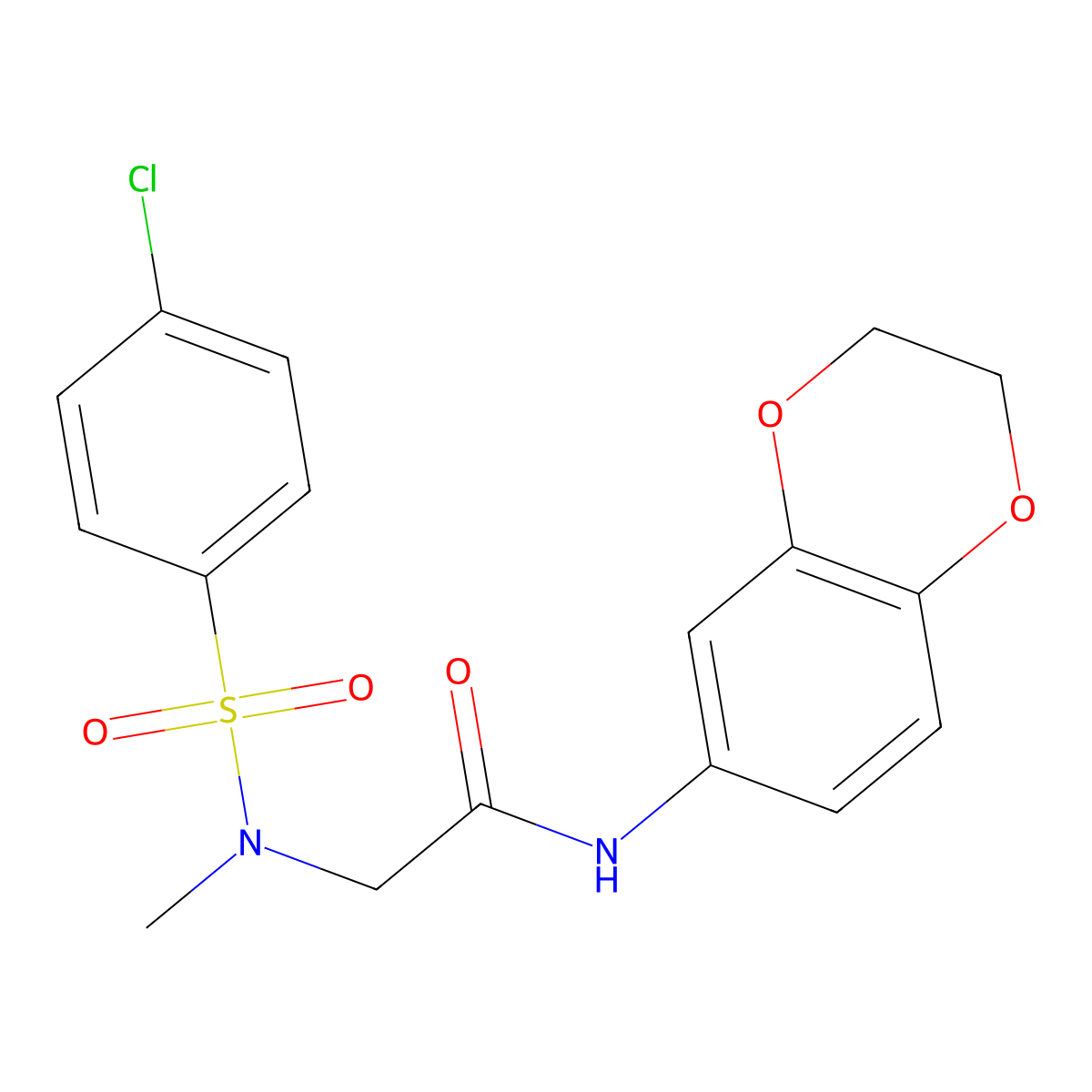 2-[(4-chlorophenyl)sulfonyl-methylamino]-N-(2,3-dihydro-1,4-benzodioxin-6-yl)acetamide molecular structure, CAS 510716-66-2