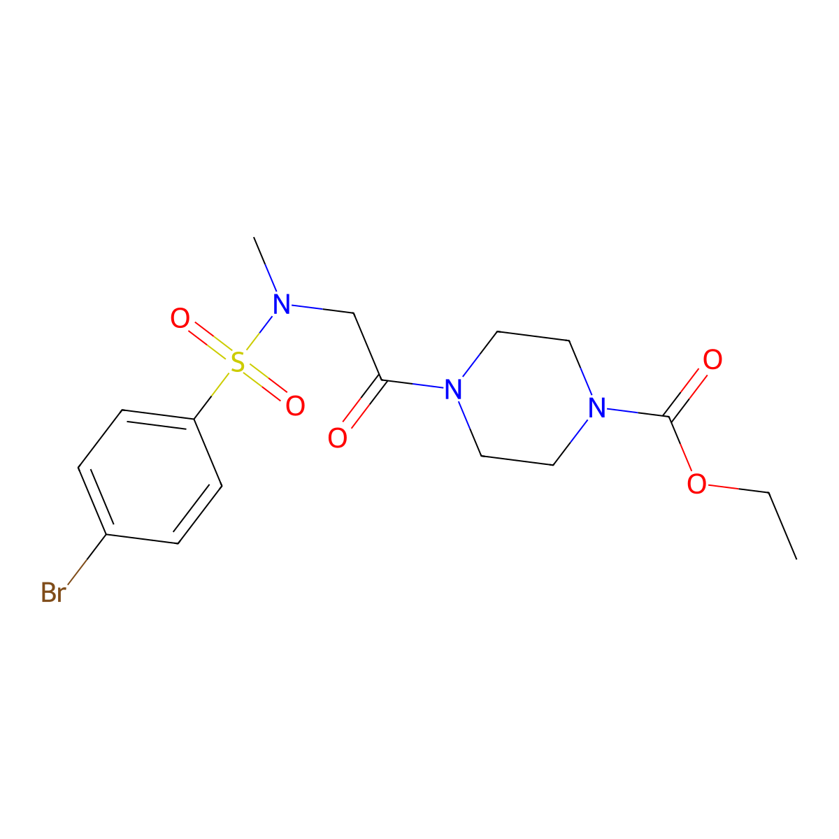 ethyl 4-{N-[(4-bromophenyl)sulfonyl]-N-methylglycyl}piperazine-1-carboxylate molecular structure, CAS 510716-71-9