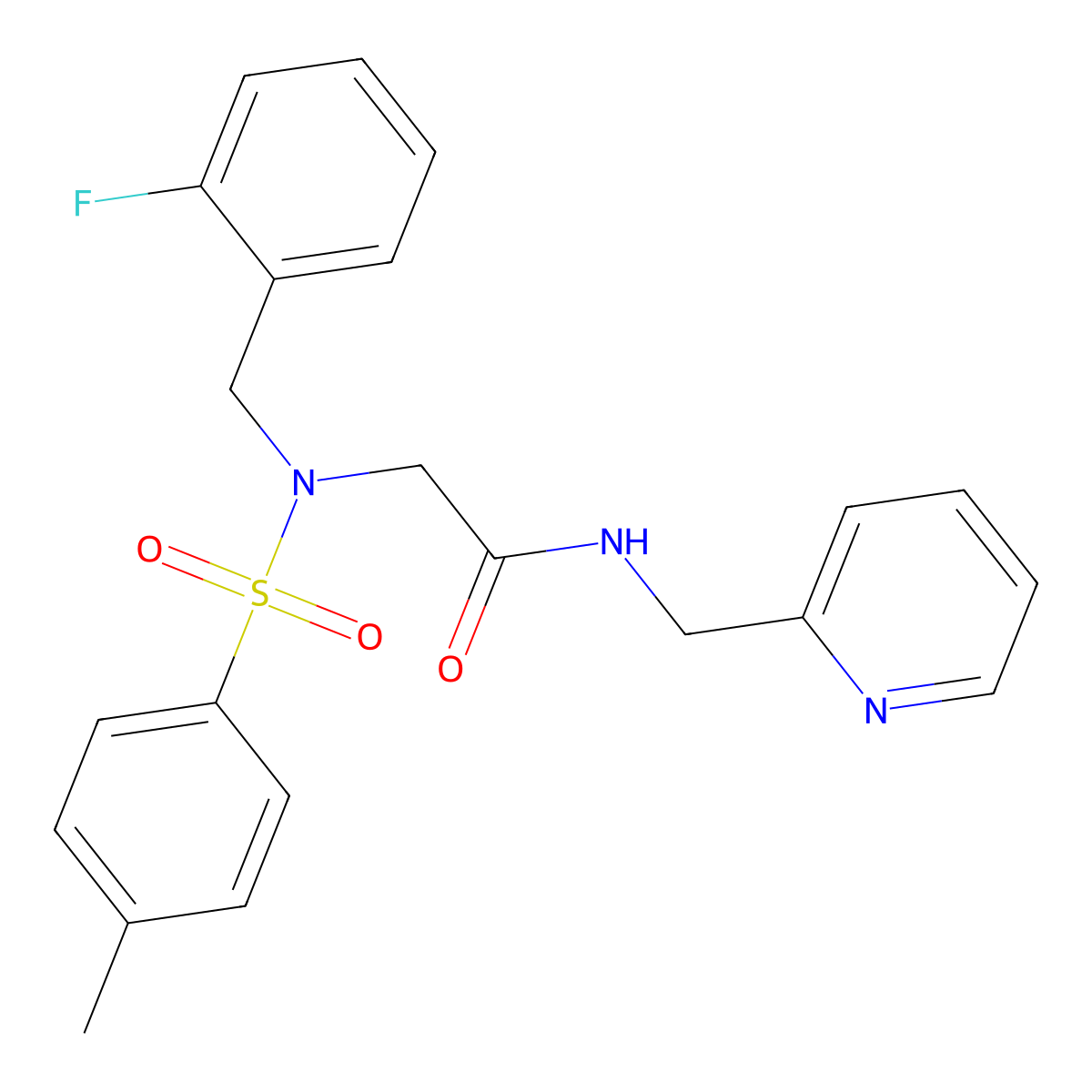 2-[(2-fluorophenyl)methyl-(4-methylphenyl)sulfonylamino]-N-(pyridin-2-ylmethyl)acetamide molecular structure, CAS 510716-81-1