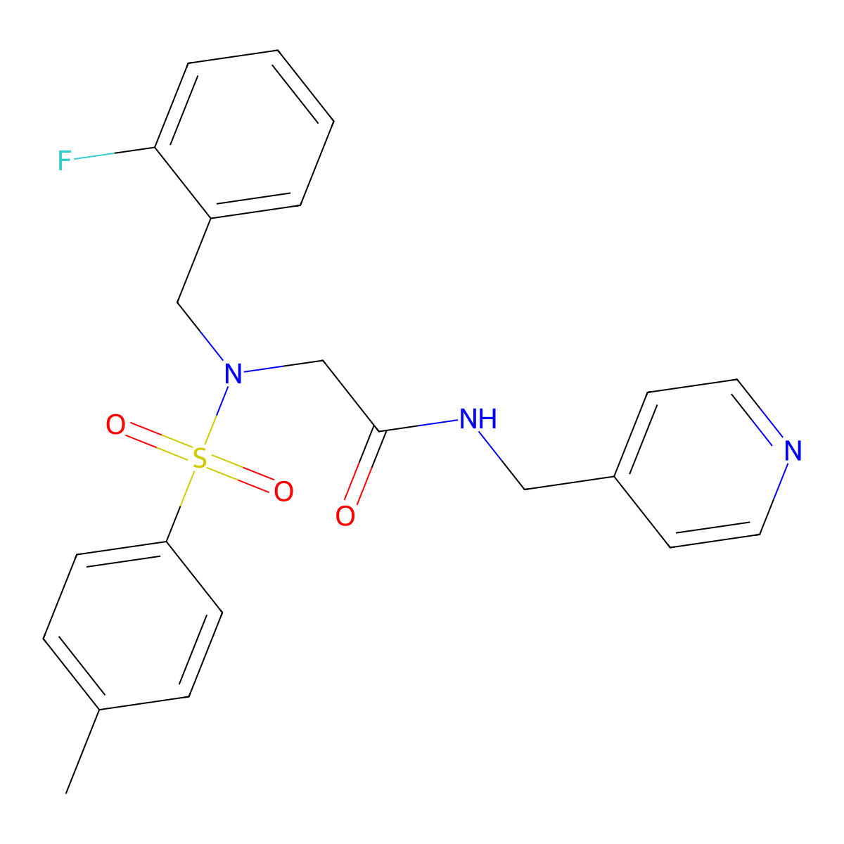 2-[(2-fluorophenyl)methyl-(4-methylphenyl)sulfonylamino]-N-(pyridin-4-ylmethyl)acetamide molecular structure, CAS 510716-82-2