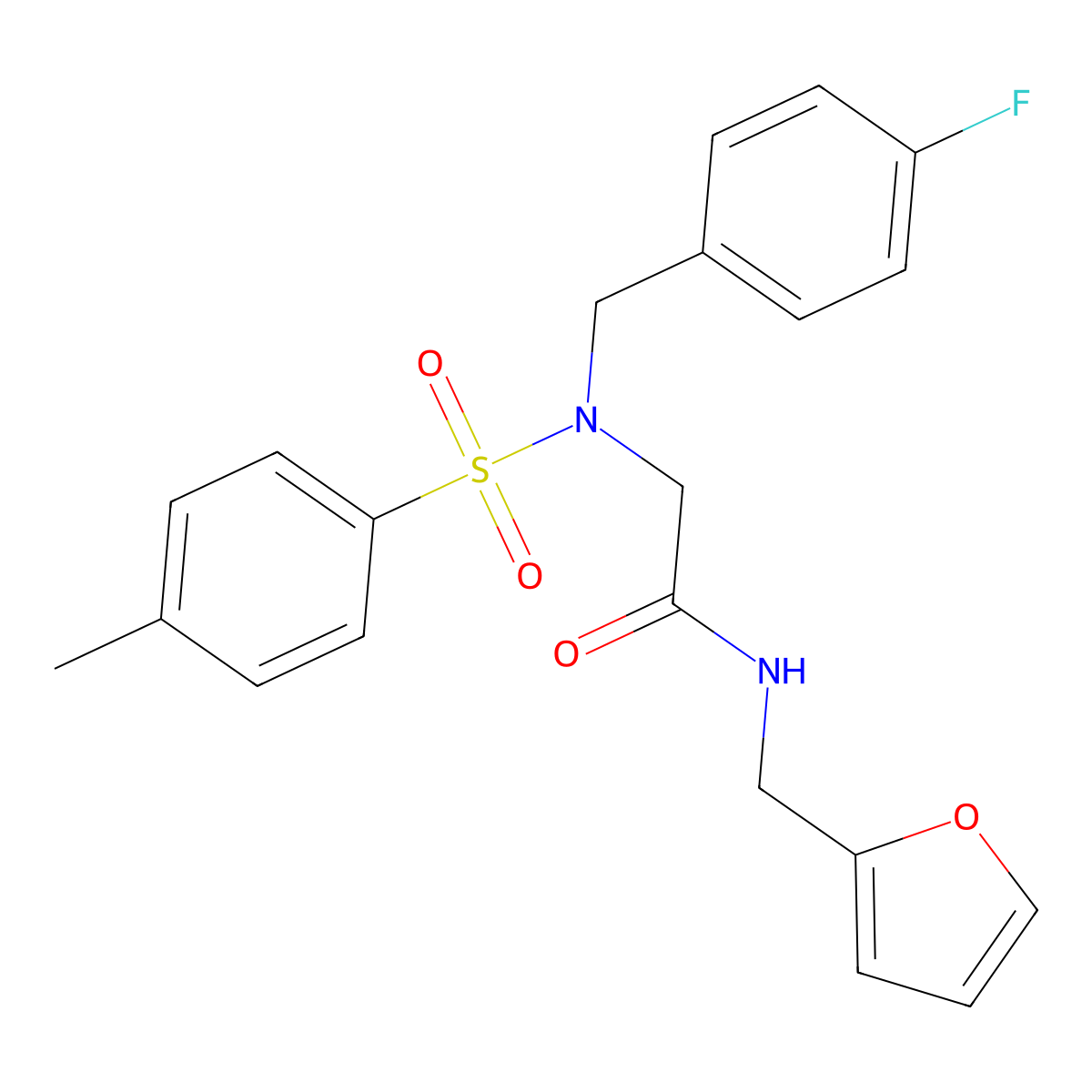 2-[(4-fluorophenyl)methyl-(4-methylphenyl)sulfonylamino]-N-(furan-2-ylmethyl)acetamide molecular structure, CAS 510716-89-9
