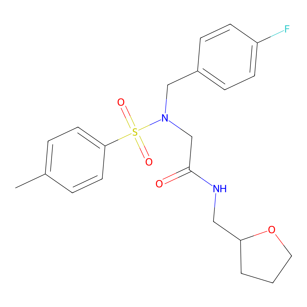 2-[(4-fluorophenyl)methyl-(4-methylphenyl)sulfonylamino]-N-(oxolan-2-ylmethyl)acetamide molecular structure, CAS 510716-91-3