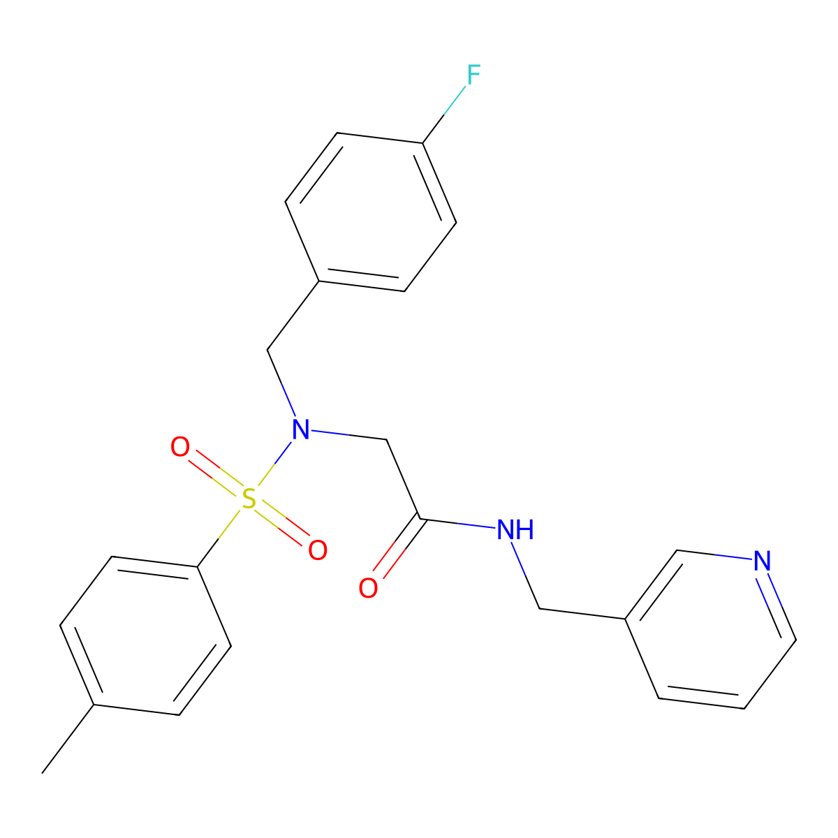 2-[(4-fluorophenyl)methyl-(4-methylphenyl)sulfonylamino]-N-(pyridin-3-ylmethyl)acetamide molecular structure, CAS 510716-93-5