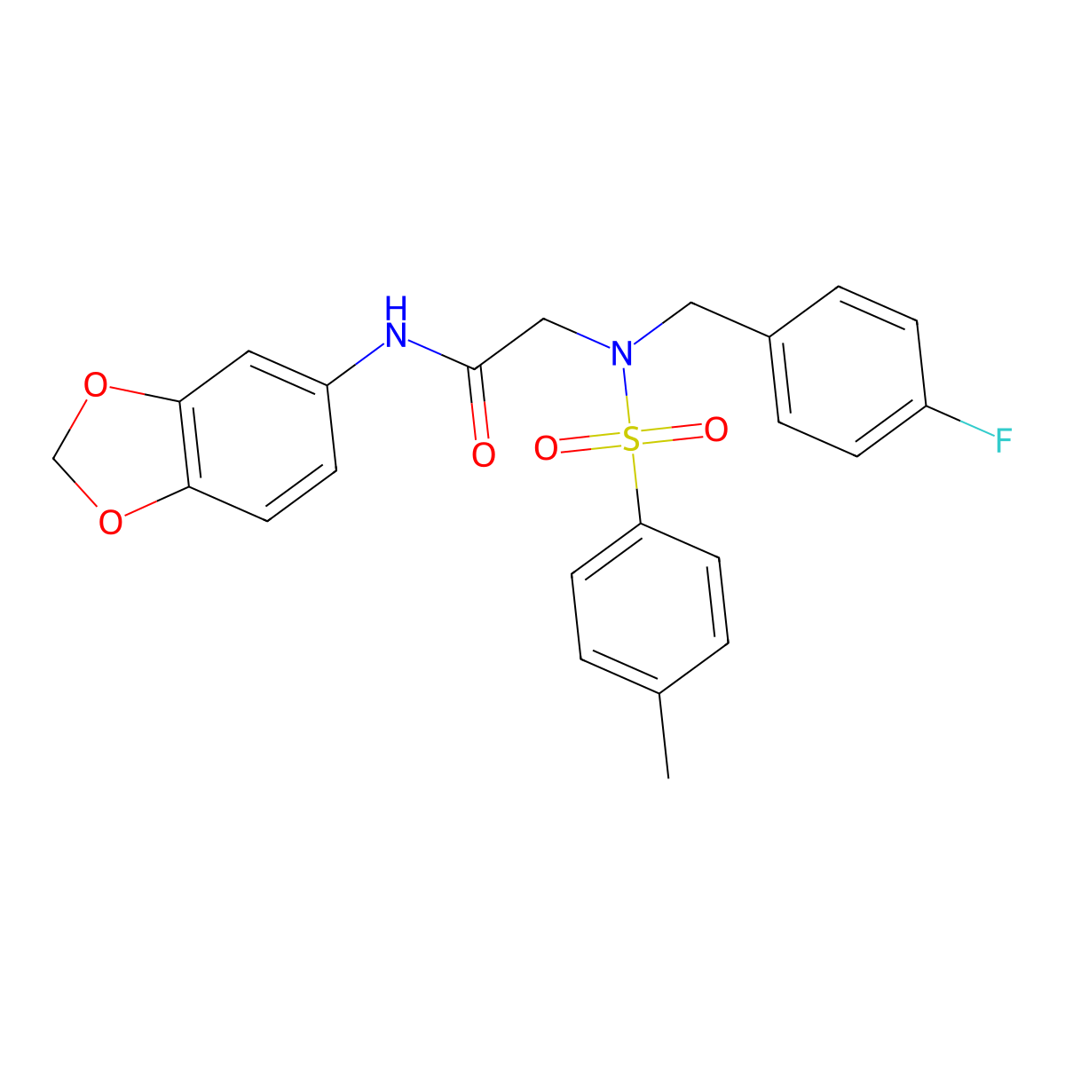 N-(1,3-benzodioxol-5-yl)-2-[(4-fluorophenyl)methyl-(4-methylphenyl)sulfonylamino]acetamide molecular structure, CAS 510716-98-0