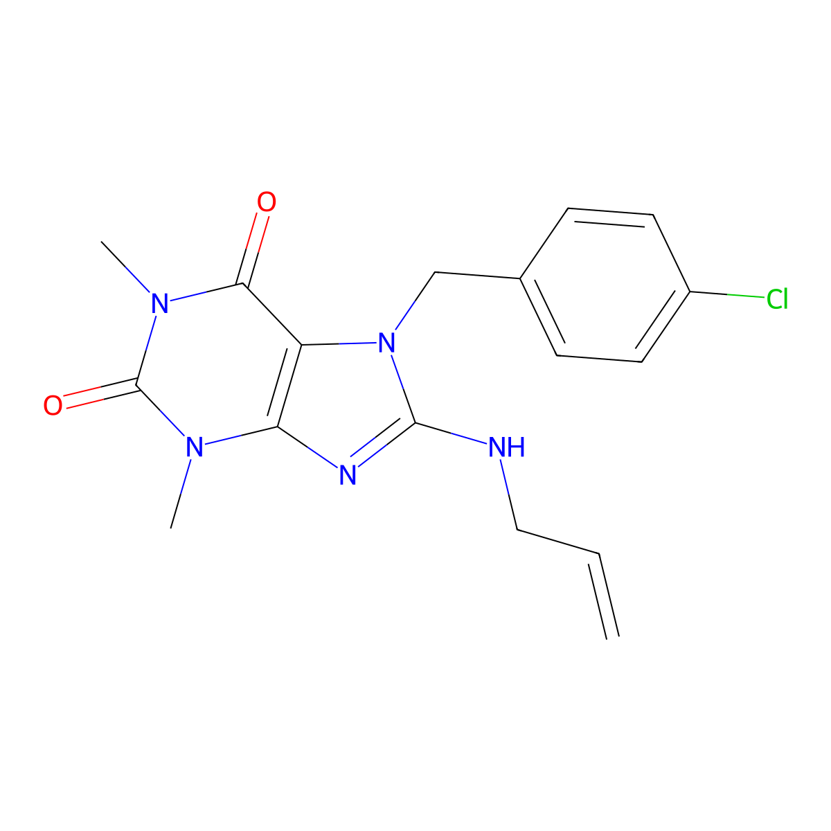 8-Allylamino-7-(4-chloro-benzyl)-1,3-dimethyl-3,7-dihydro-purine-2,6-dione molecular structure, CAS 510717-34-7