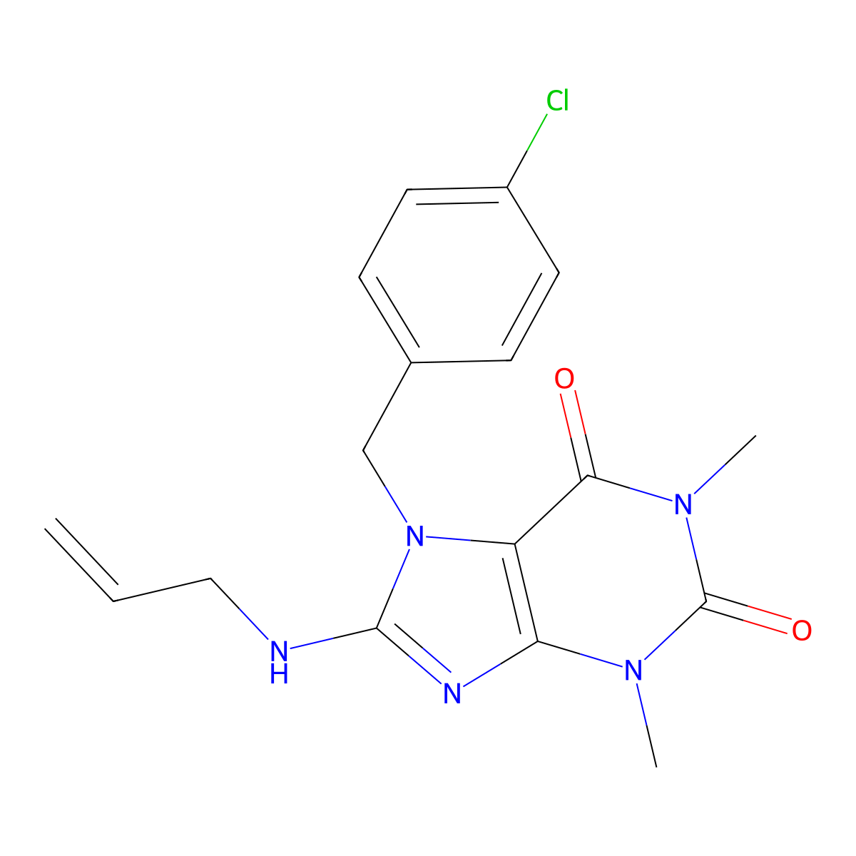 8-Allylamino-7-(4-chloro-benzyl)-1,3-dimethyl-3,7-dihydro-purine-2,6-dione molecular structure, CAS 510717-34-7