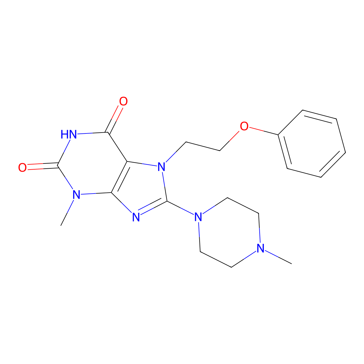 3-methyl-8-(4-methylpiperazin-1-yl)-7-(2-phenoxyethyl)-1H-purine-2,6(3H,7H)-dione molecular structure, CAS 510717-37-0