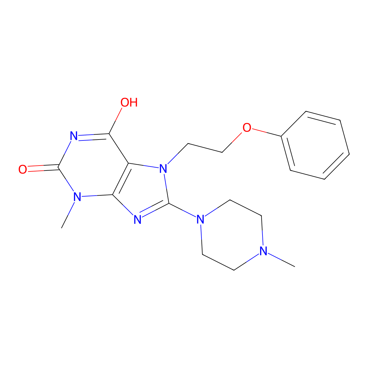 3-methyl-8-(4-methylpiperazin-1-yl)-7-(2-phenoxyethyl)-1H-purine-2,6(3H,7H)-dione molecular structure, CAS 510717-37-0
