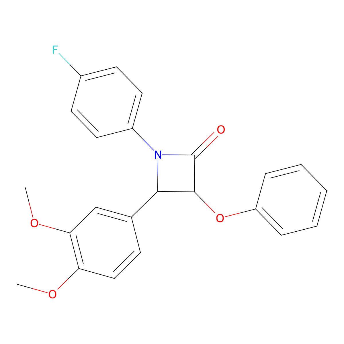 4-(3,4-Dimethoxyphenyl)-1-(4-fluorophenyl)-3-phenoxyazetidin-2-one molecular structure, CAS 510717-54-1