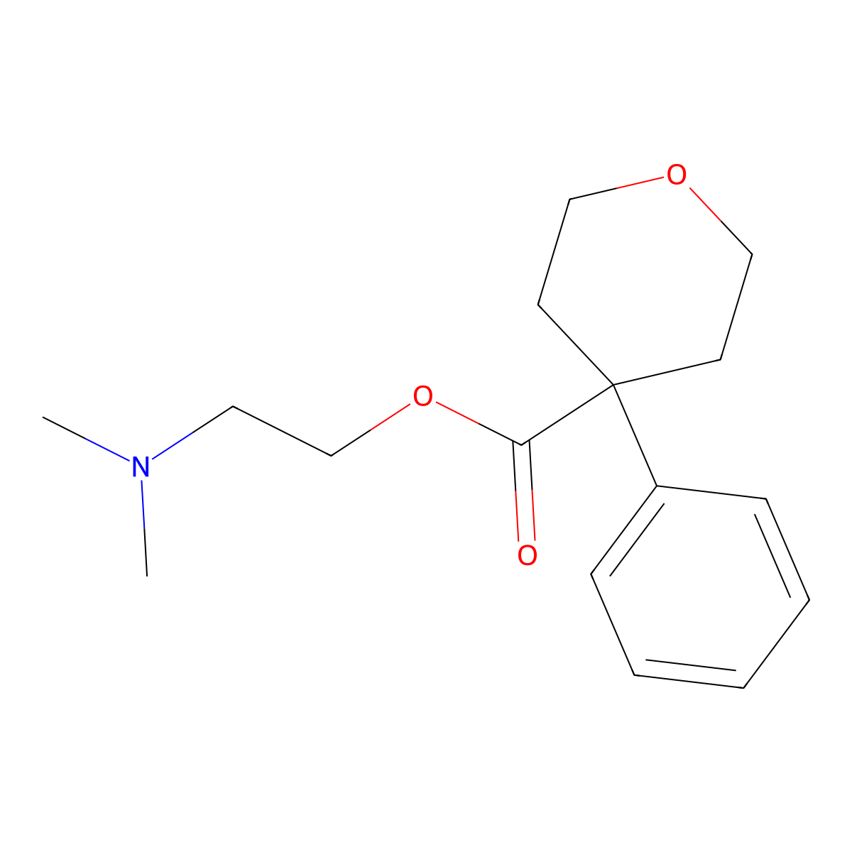 2-(dimethylamino)ethyl 4-phenyltetrahydro-2H-pyran-4-carboxylate molecular structure, CAS 510717-97-2