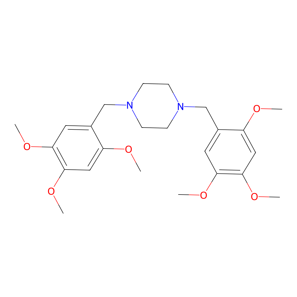 1,4-Bis(2,4,5-trimethoxybenzyl)piperazine molecular structure, CAS 510718-17-9