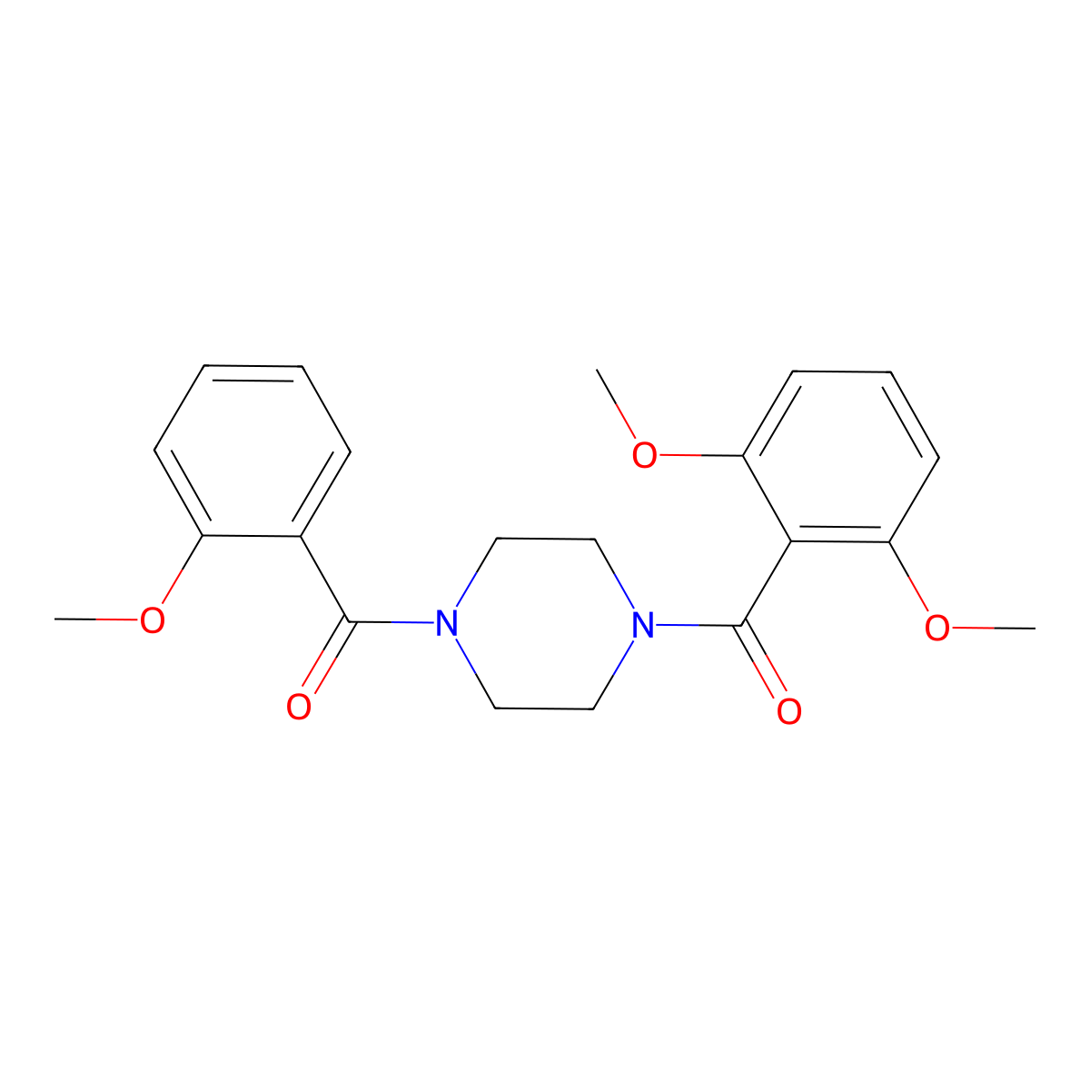 1-(2,6-Dimethoxybenzoyl)-4-(2-methoxybenzoyl)piperazine molecular structure, CAS 510718-34-0